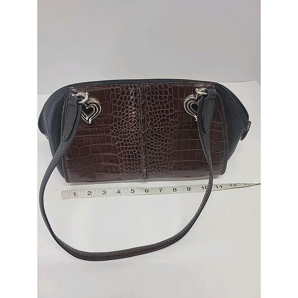 Brighton Shoulder Bag‎ Womens Brown Black Pewter Aligator Leather